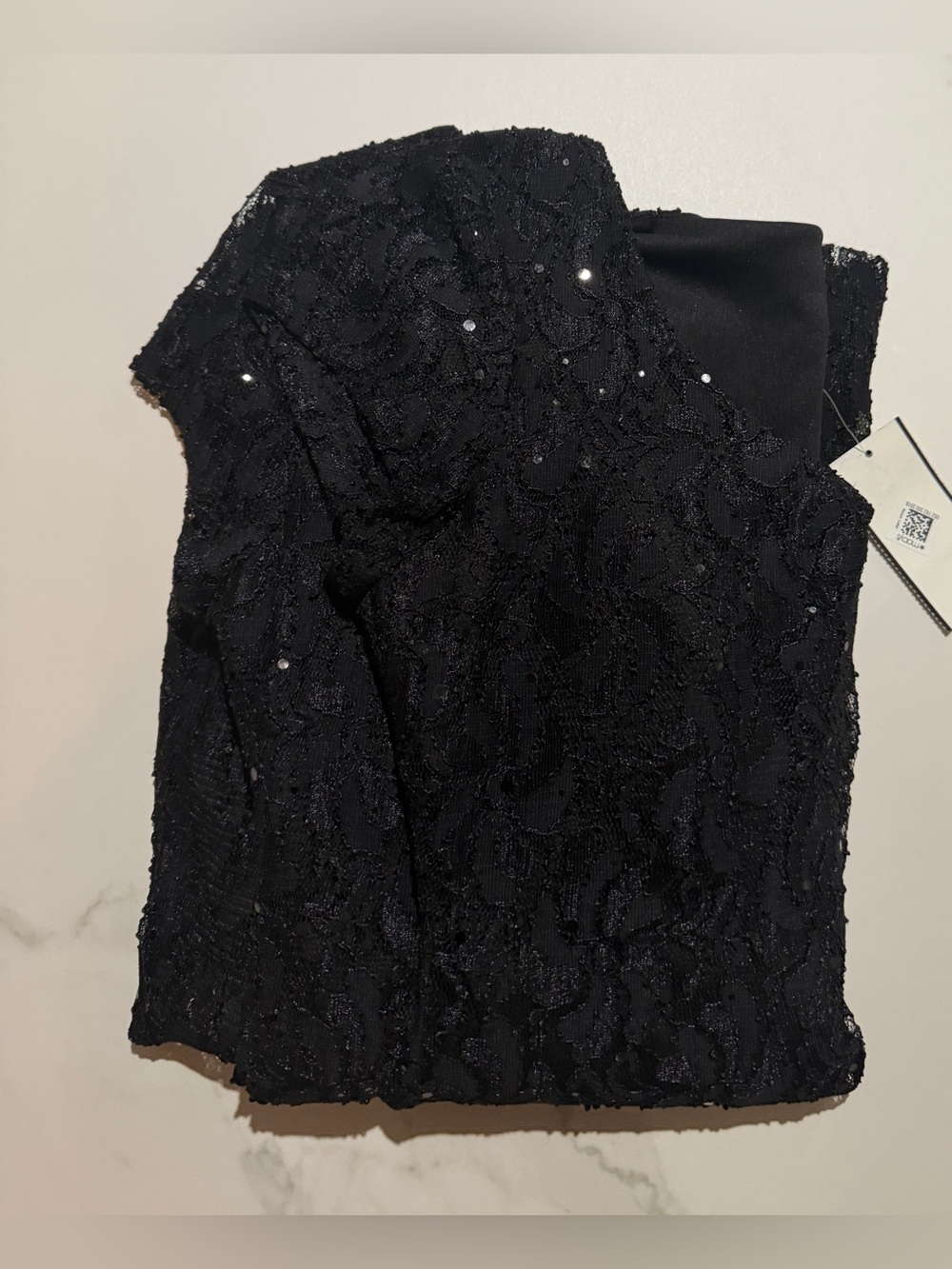 connected apparel Black Lace Sequin Long-Sleeve Evening Gown - Picture 11 of 14